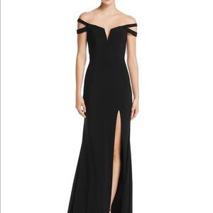 New Season AQUA Off-the-Shoulder Gown dark blue